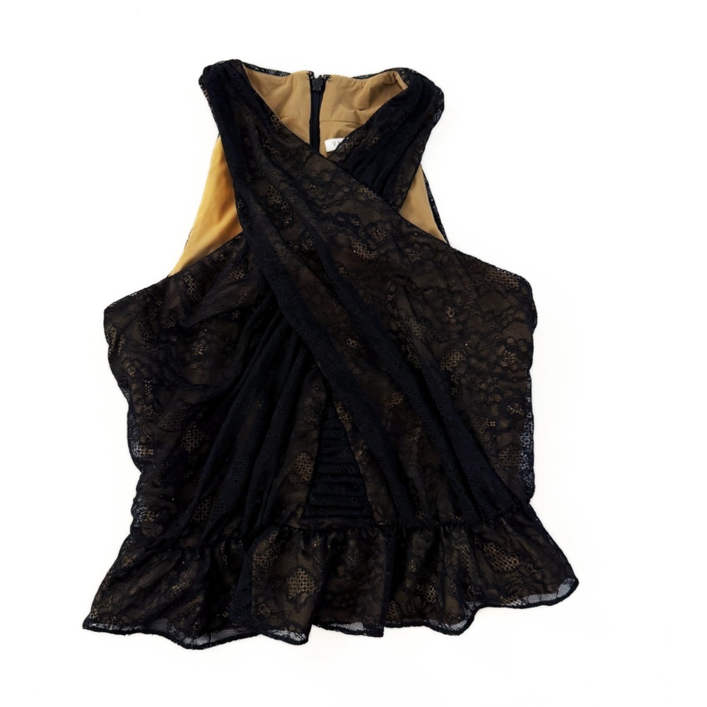 Veronica Beard Shirt Size 6 Kailani Black Lace Halter Sleeveless